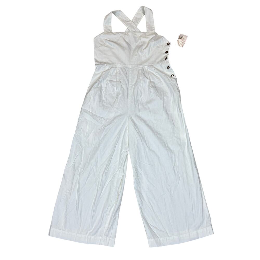 NWT Free People Fara Jumpsuit in Cosmo White Women's 10 Boho READ
